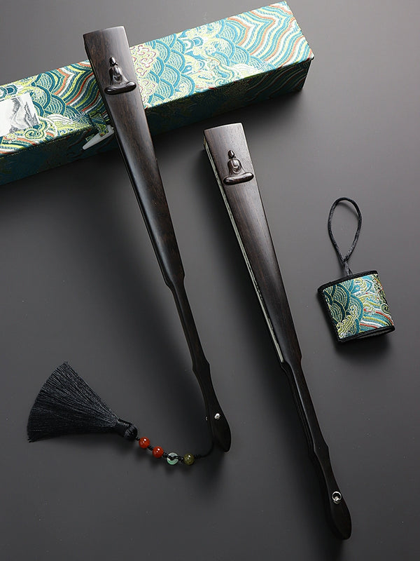 Phaseless Buddha ebony folding fan