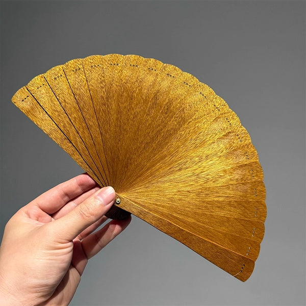 Golden nanmu fan ancient style folding fan company gift custom gift box gift year-end gift souvenir