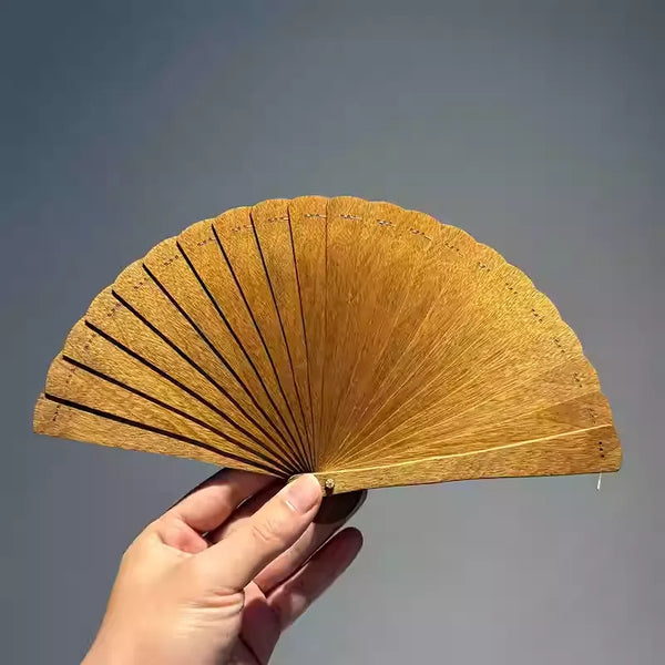 High-end golden nanmu Su fan gloomy ebony Chinese fan retro daily craft fan fragrant wood gift box folding fan